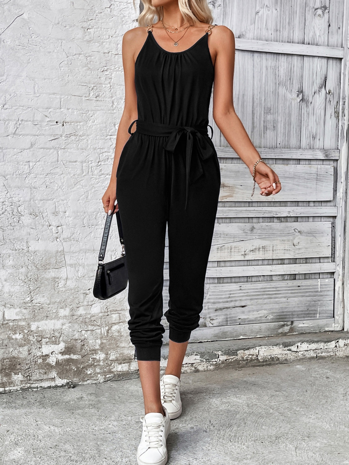 Stilla | Neck Tie Waist Jumpsuit