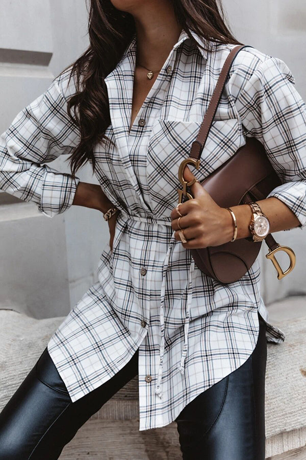 Stilla | Grab My Hand Plaid Button up Bælte Skjorte