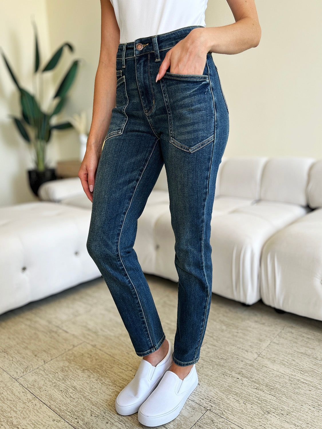 Stilla | Blå Fuld Størrelse Høj Talje Skinny Jeans