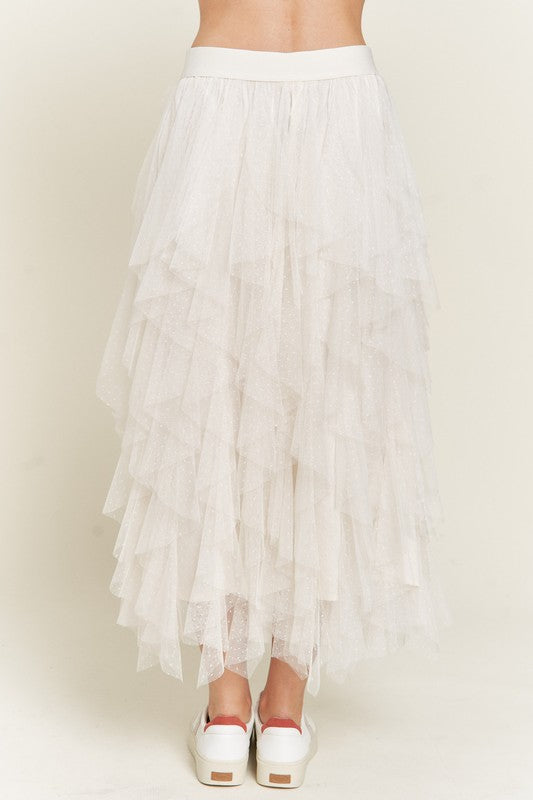 Stilla | Lagd Polka Dot Mesh Foret A-line Midi Nederdel