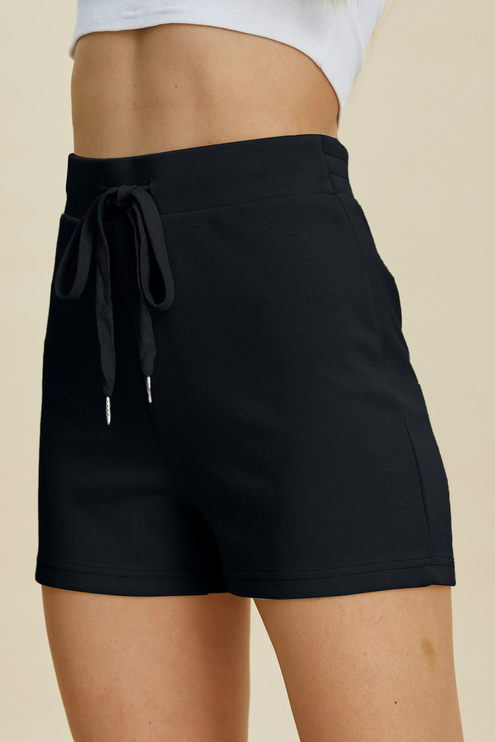 Stilla | Bae Full Size Air Scuba Drawstring High Waist Shorts