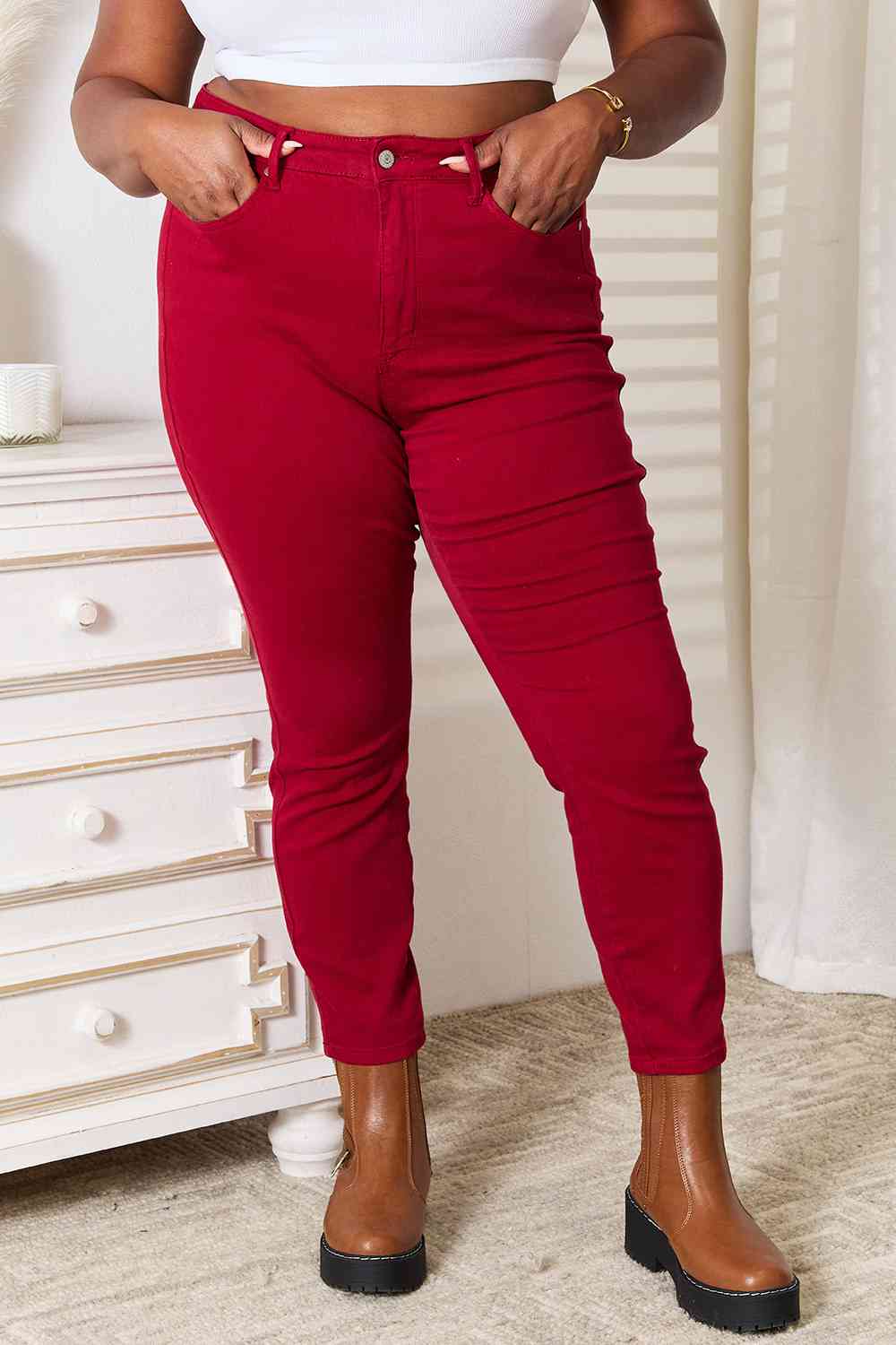 Stilla | Blå Full Size Høj Talje Mavekontrol Skinny Jeans