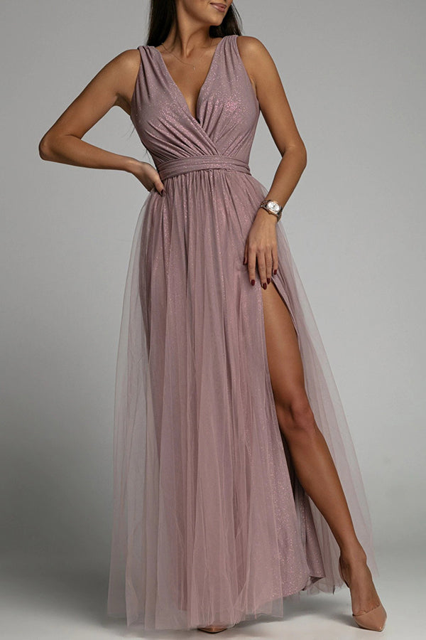 Stilla | It's My Day Light Tulle Slid Maxi Kjole