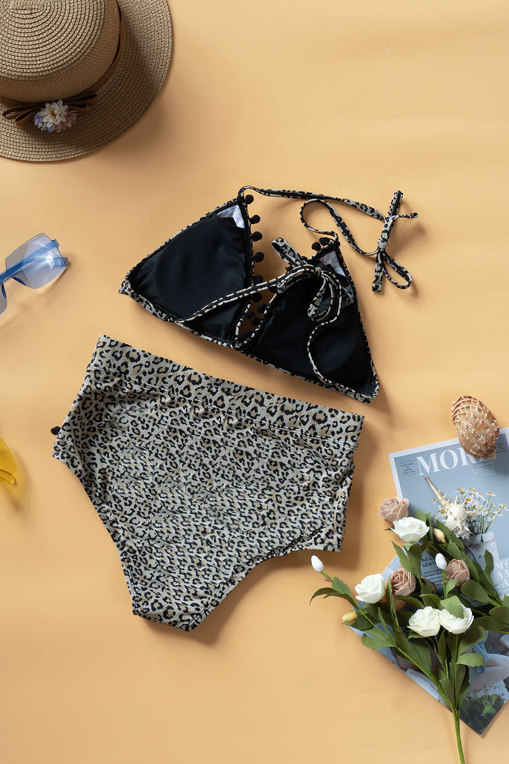 Stilla | Pompom Detalje Halterneck To-delt Bikini Sæt