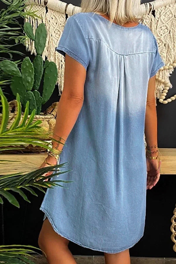 Stilla | Mini Jeans Kjole Med Korte Ærmer