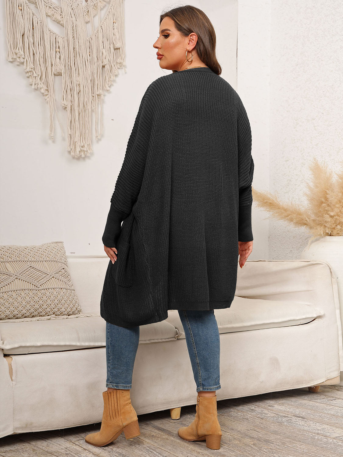 Stilla | Plus Size Åben Front Cardigan Med Lommer