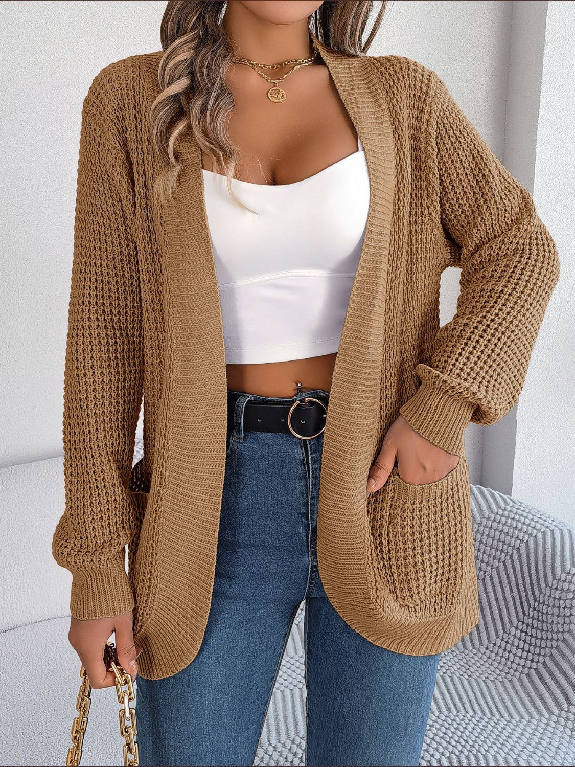 Stilla | Front langærmet cardigan med lommer