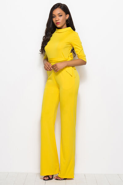 Stilla | Neck Tie-livvidde Halv Ærme Jumpsuit