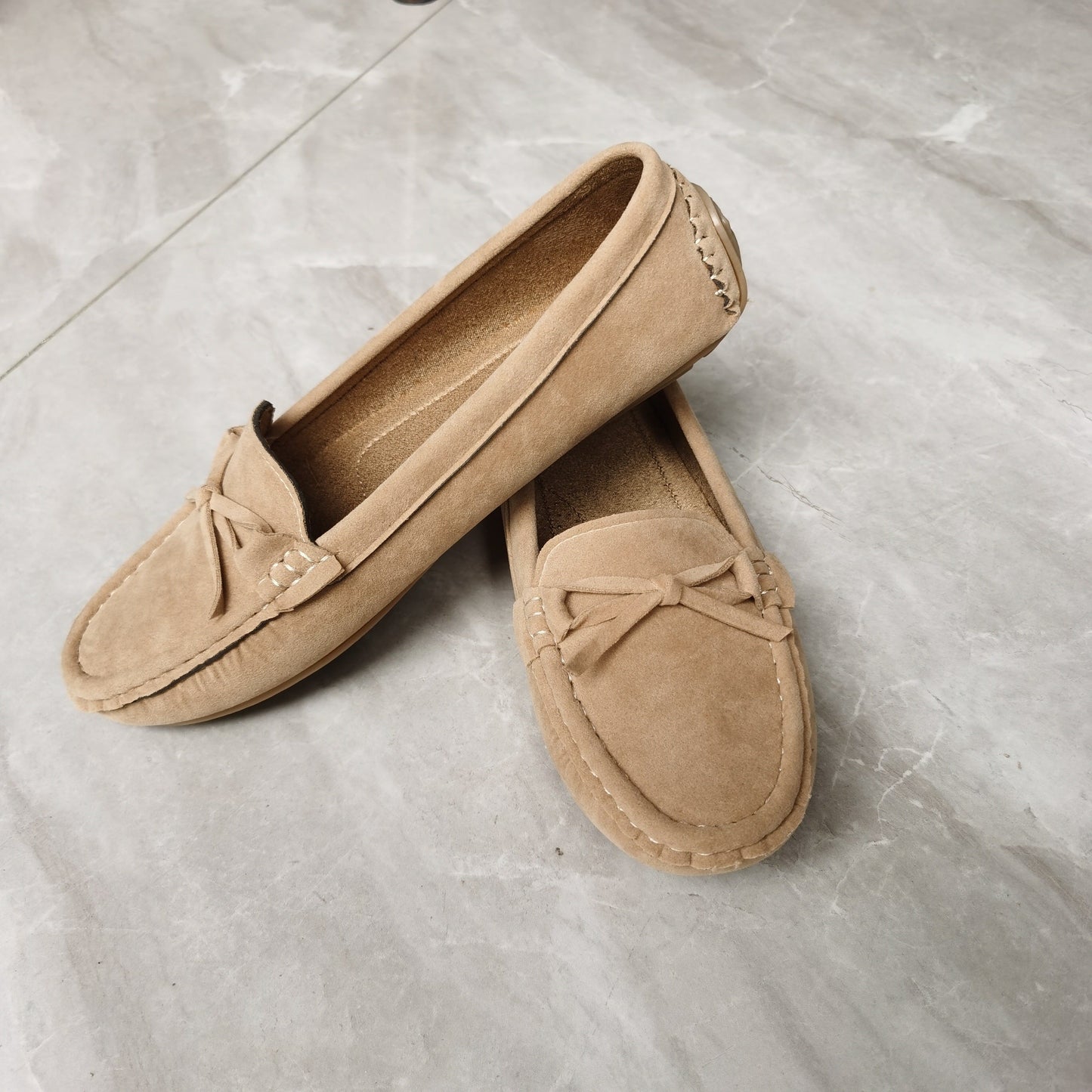 Stilla | Retro Loafers Med Sløjfe, Slip on Sko Med Rund Tå