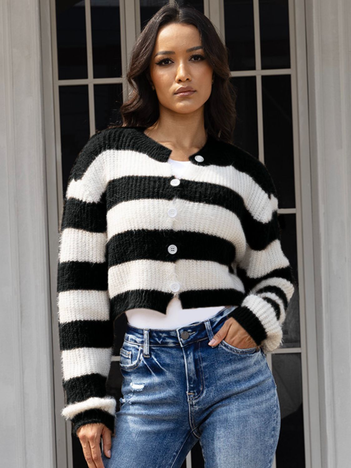 Stilla | Knappet Op Droppet Skulder Cardigan