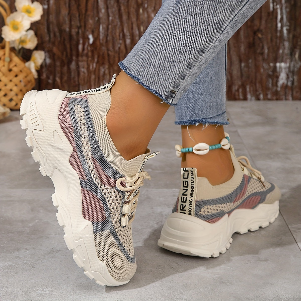 Stilla | Mesh Sneakers Med Snørebånd Detaljer