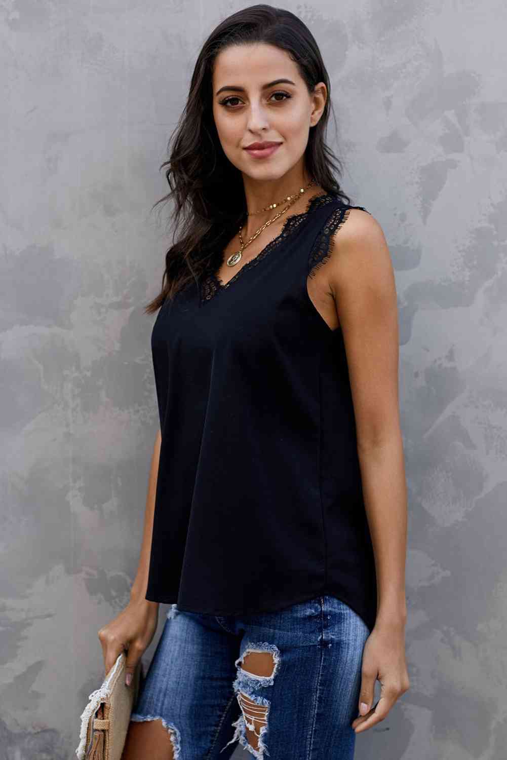 Stilla | Øjenlåg Lace V-hals Tank Top