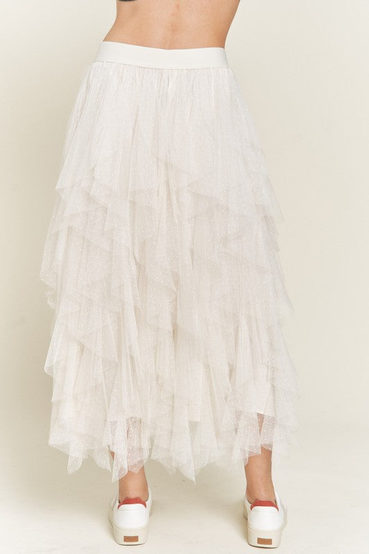 Stilla | Lagd Polka Dot Mesh Foret A-line Midi Nederdel