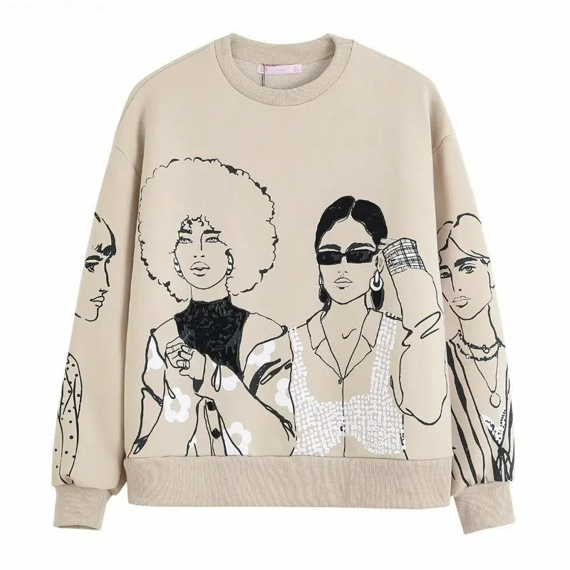Stilla | Løs Sweater Med Uldprint