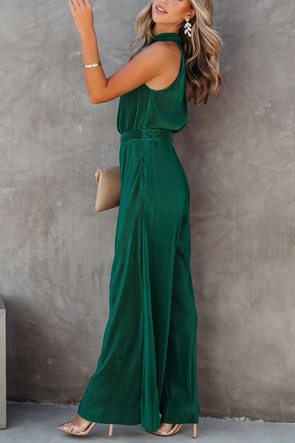 Stilla | Ikonisk Dame Lommer Plisseret Bred Ben Jumpsuit