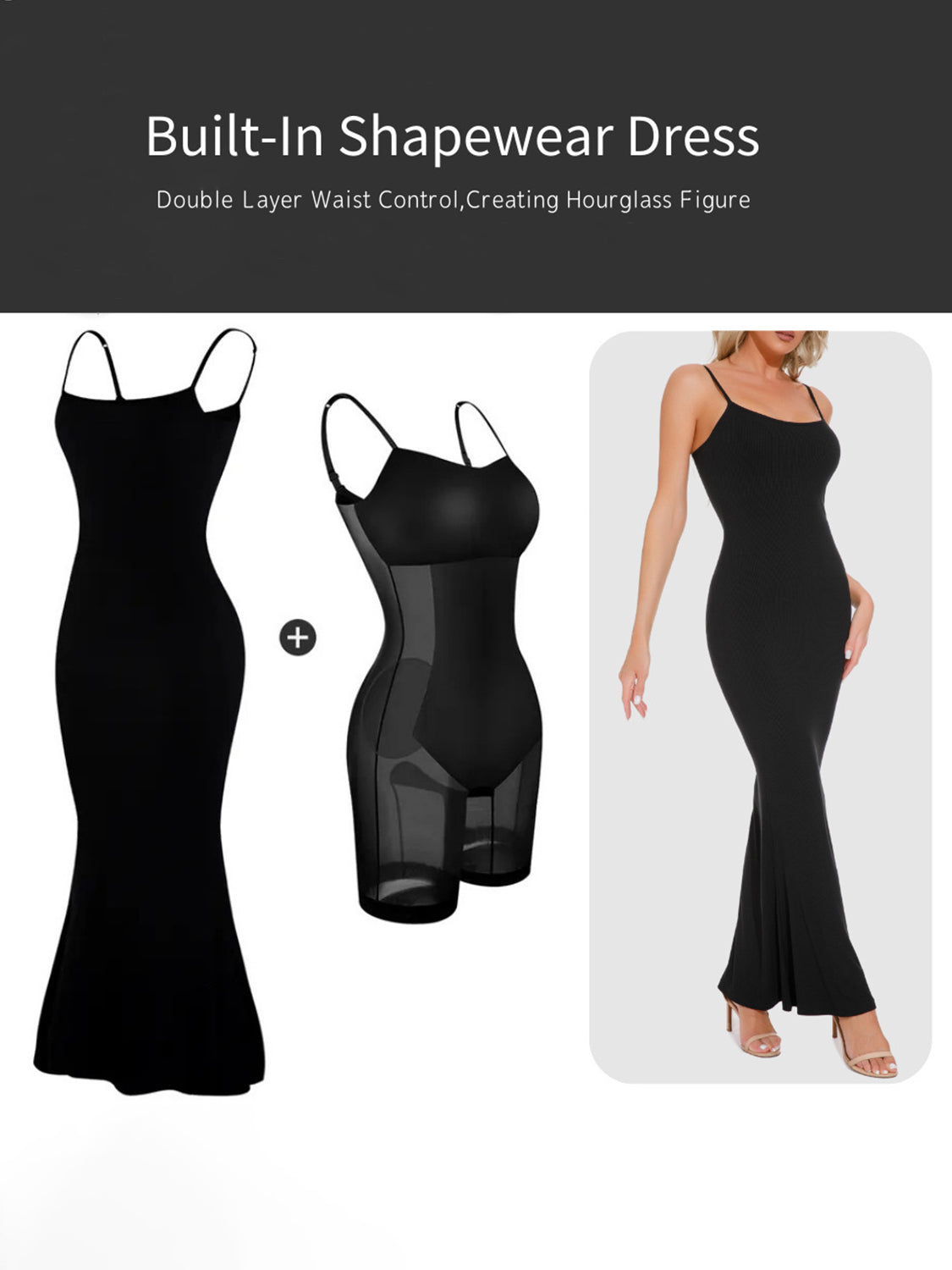 Stilla | Bae Indbygget Shapewear ærmeløs Maxi Kjole