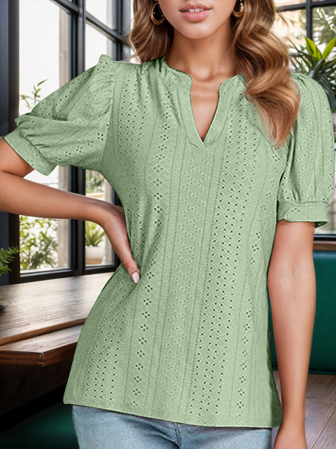 Stilla | Notched Kortærmet Bluse