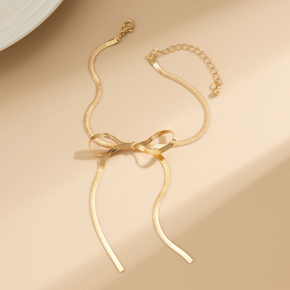 Chic Minimalist Sløjfe Herringbone Kæde Anklet