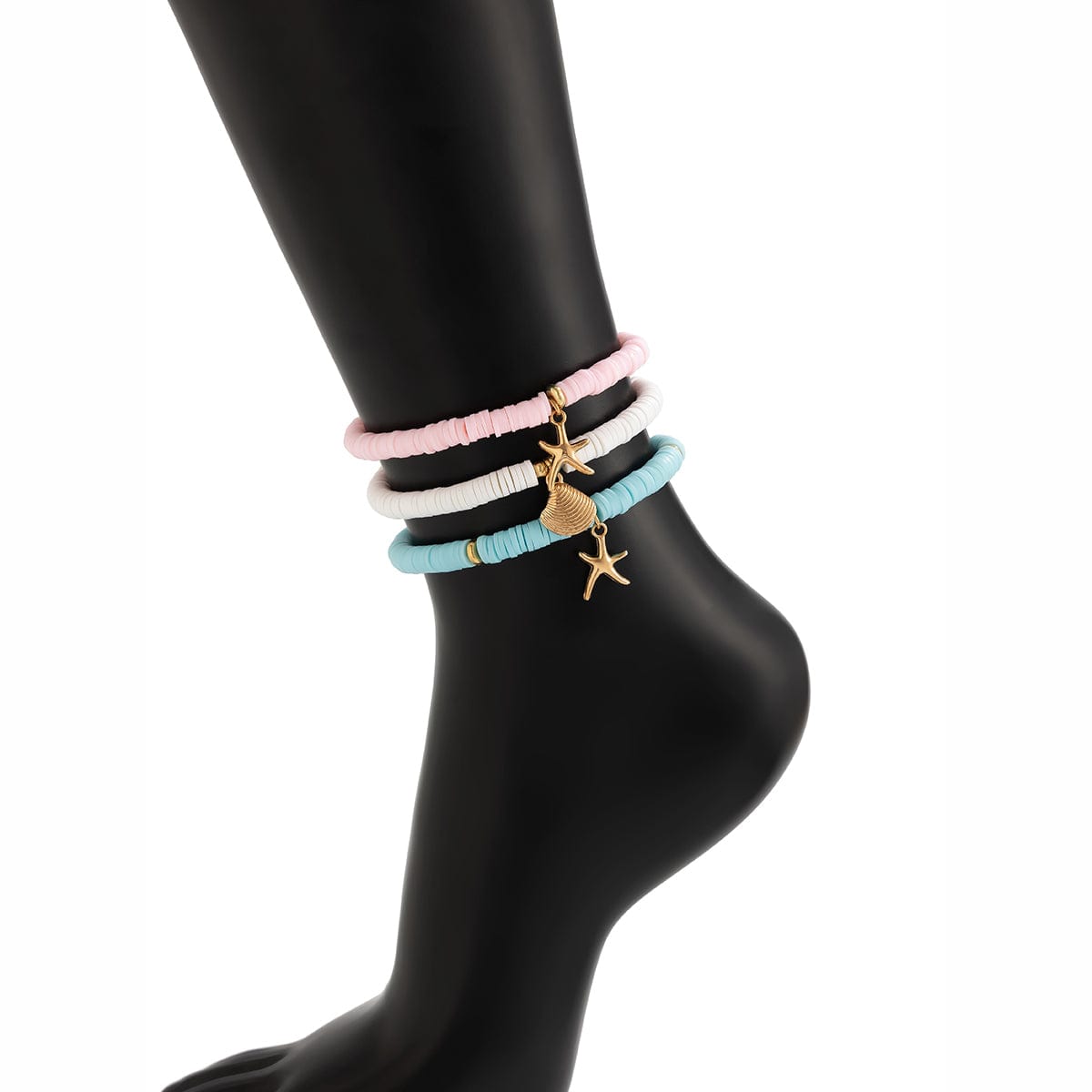Farverig lagdelt skaldyr søstjerne charme polymer ler anklet sæt