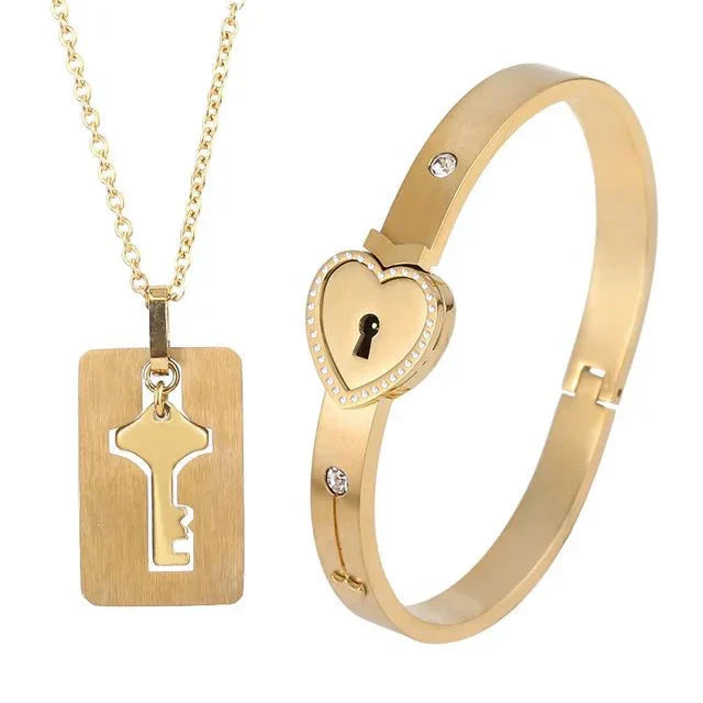 Stilla | Love Jewelry Armbånd og halskæde i rustfrit stål med nøgle