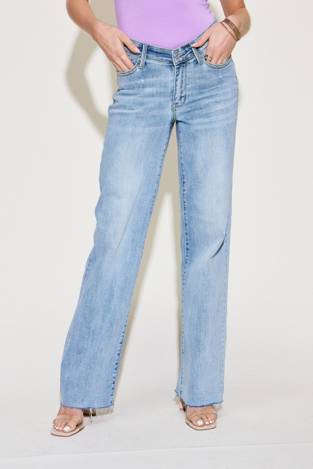 Stilla | Blå Størrelse V Front Talje Straight Jeans