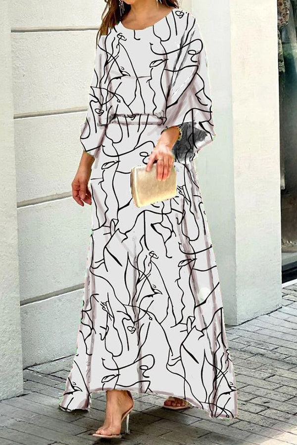 Stilla | Print Flagermus Bluse Maxi Nederdele Sæt