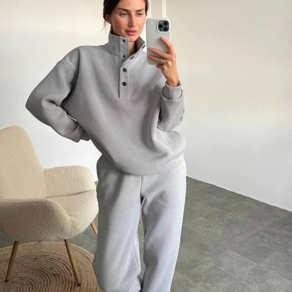 Stilla | Afslappet Pullover Lange Bukser Sæt Varm Hættetrøje Tracksuit Dragt Mode Bukser to Dels Sæt