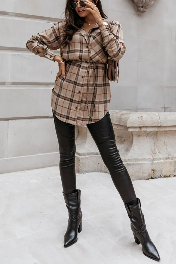 Stilla | Grab My Hand Plaid Button up Bælte Skjorte