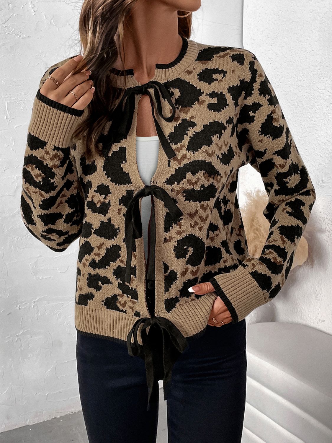 Stilla | Bundet Leopard Langærmet Cardigan