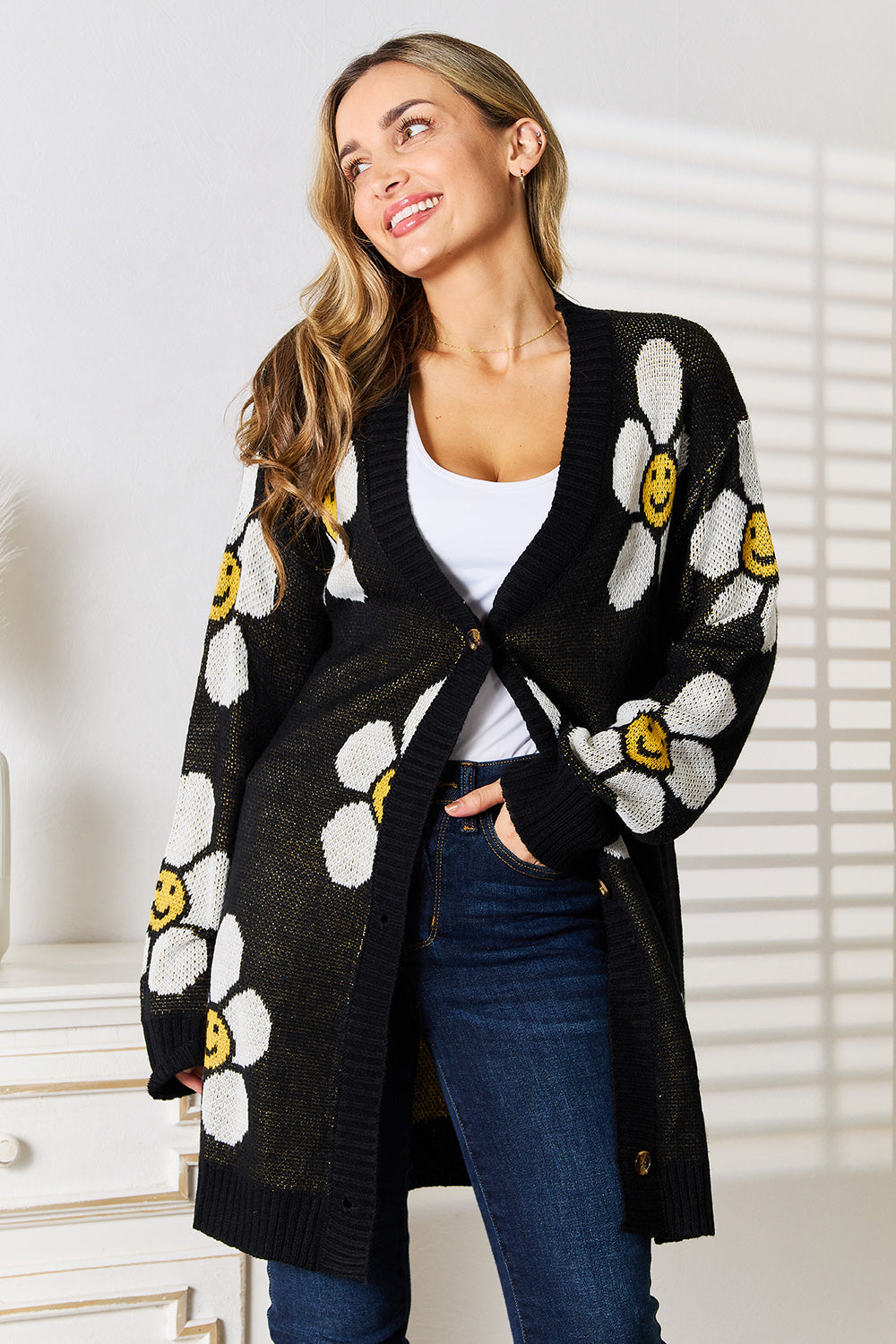 Stilla | Floral Knap Nedad Langline Cardigan