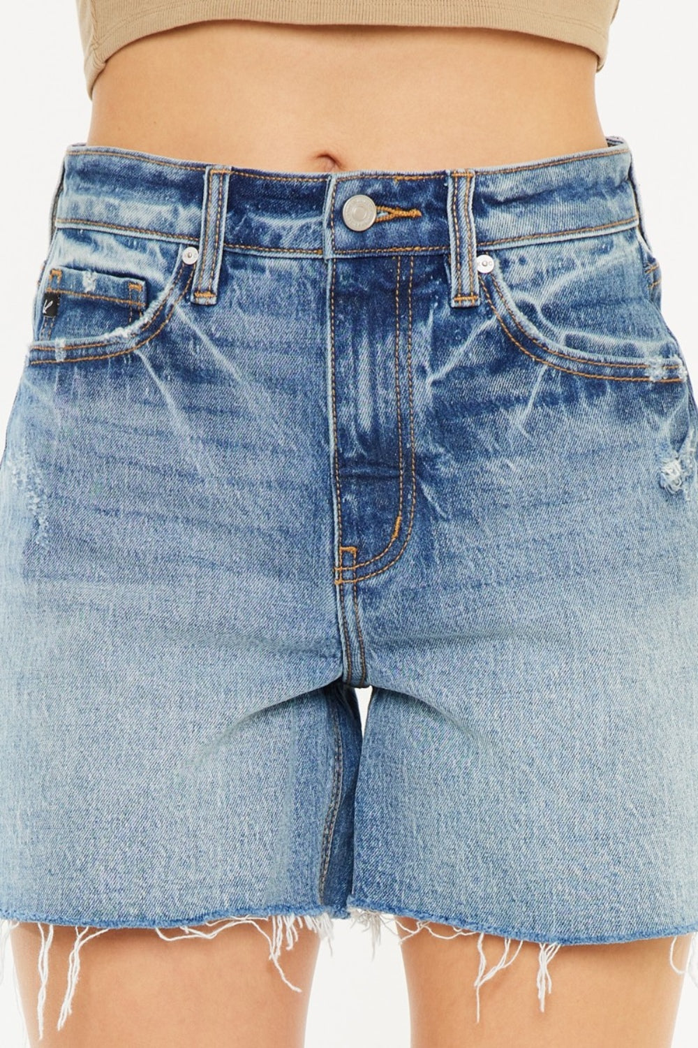 Stilla | Full Size Raw Hem Høj Talje Denim Shorts