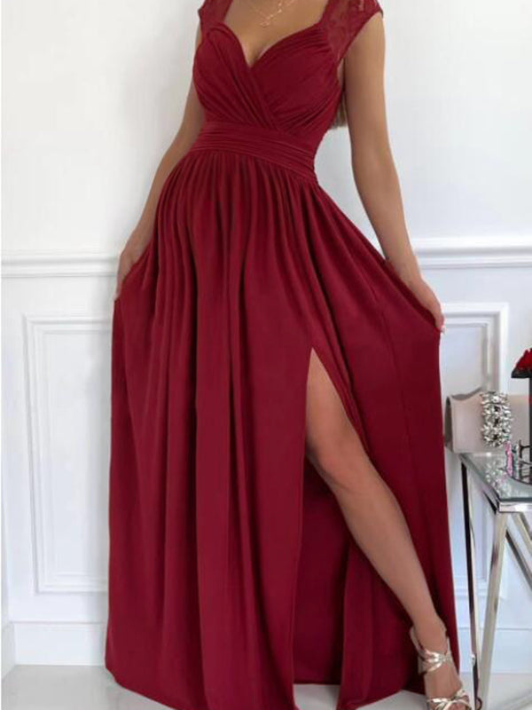 Stilla | Kjole Til Gravide for Patchwork Lace Side Split Without Back Elegante Maxi Dresses Dress