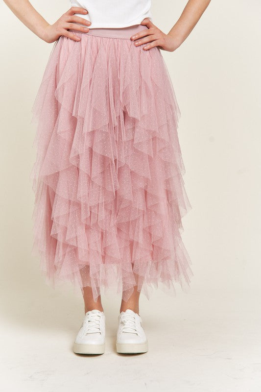 Stilla | Lagd Polka Dot Mesh Foret A-line Midi Nederdel