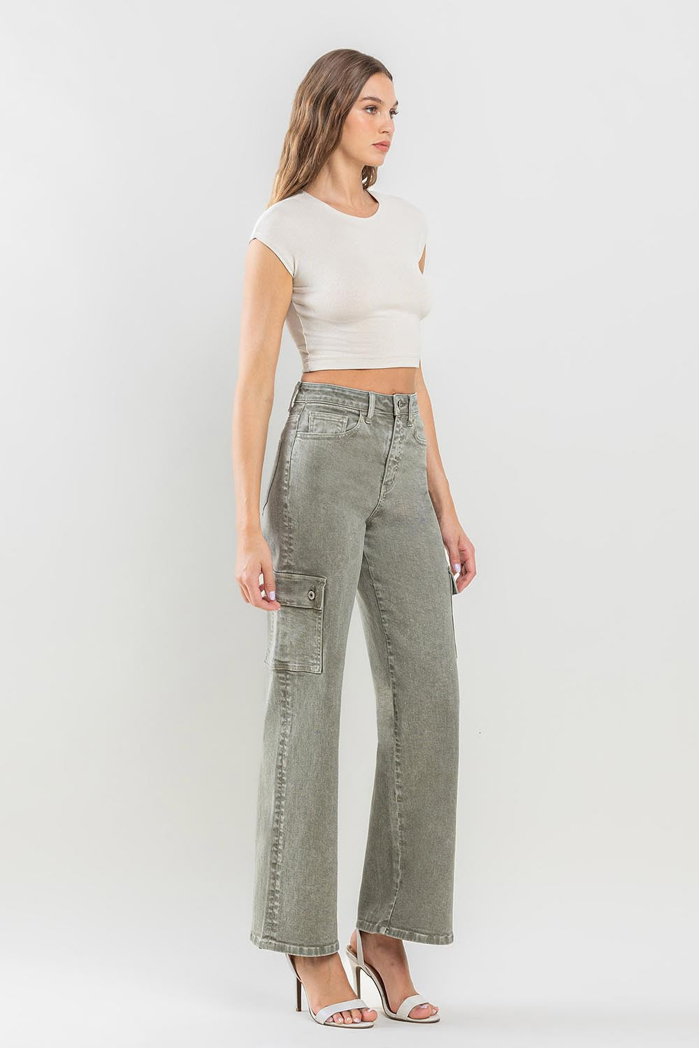 Stilla | by Flying Monkey 90'ernes Super High Rise Cargo Jeans