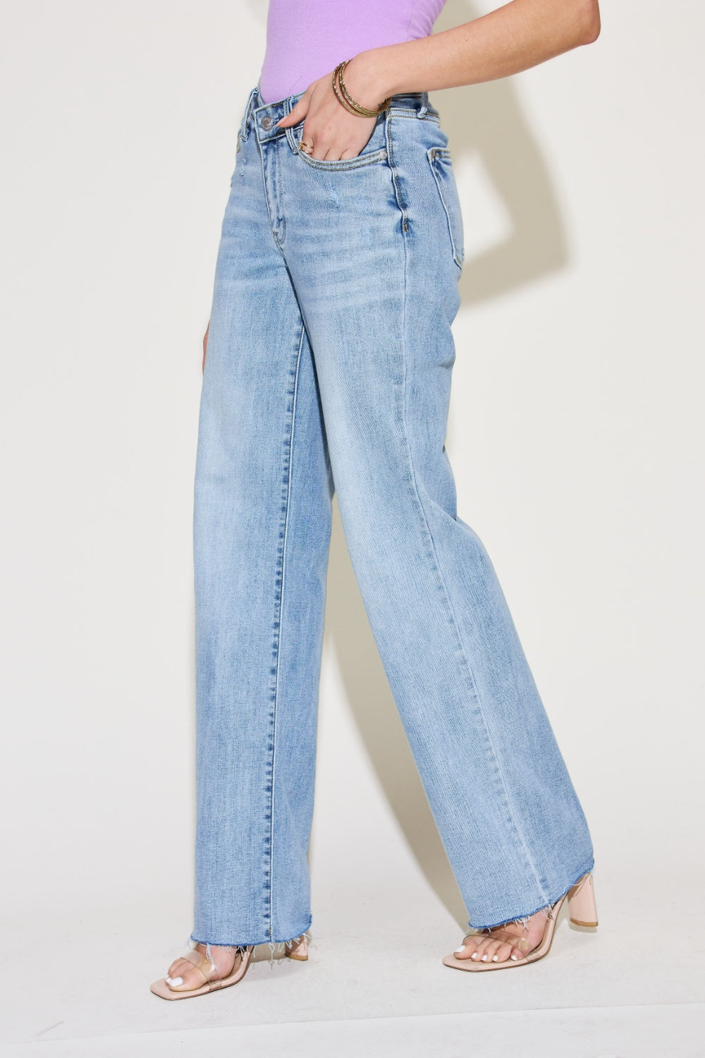Stilla | Blå Størrelse V Front Talje Straight Jeans