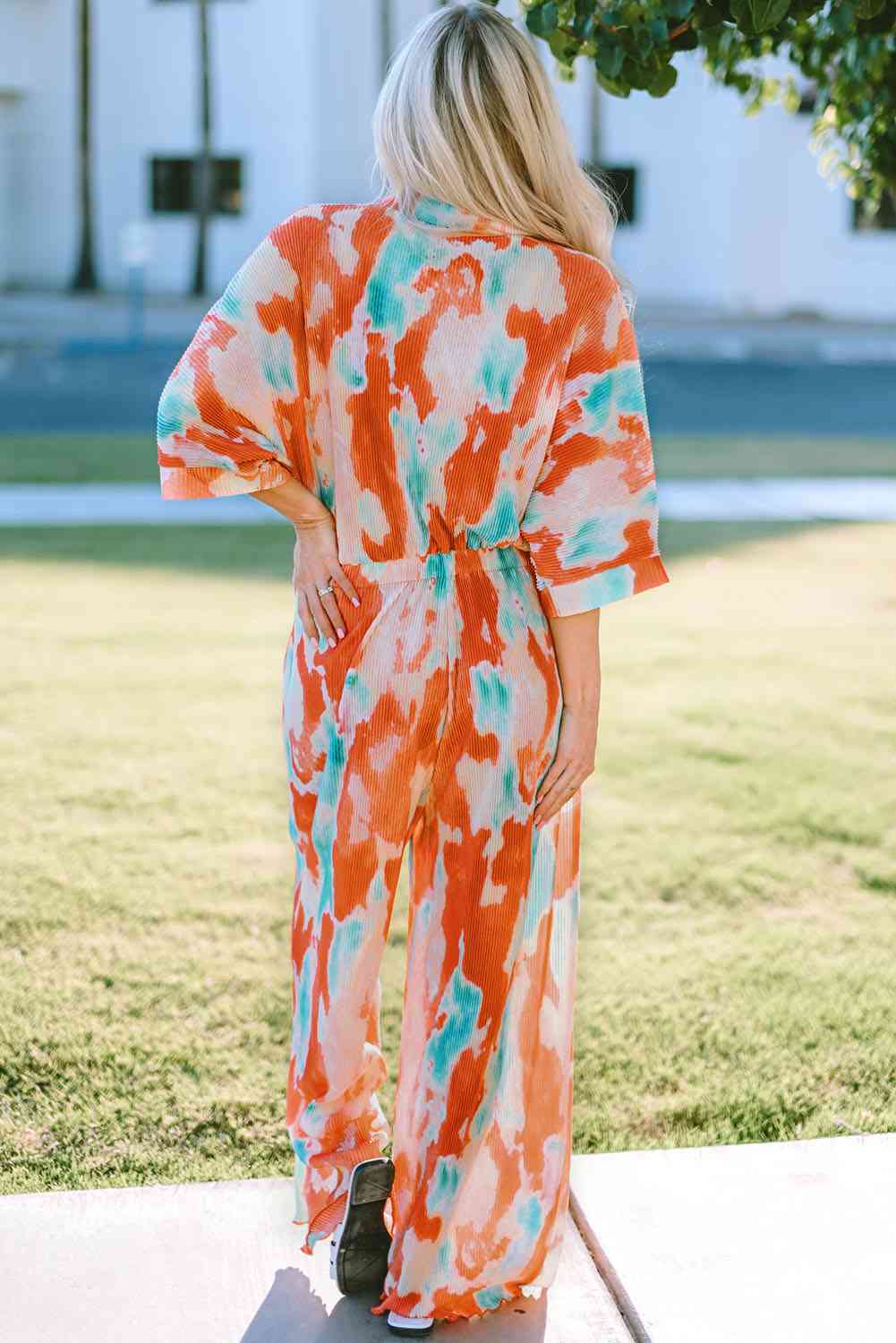 Stilla | Farvet Krave Bred Ben Jumpsuit