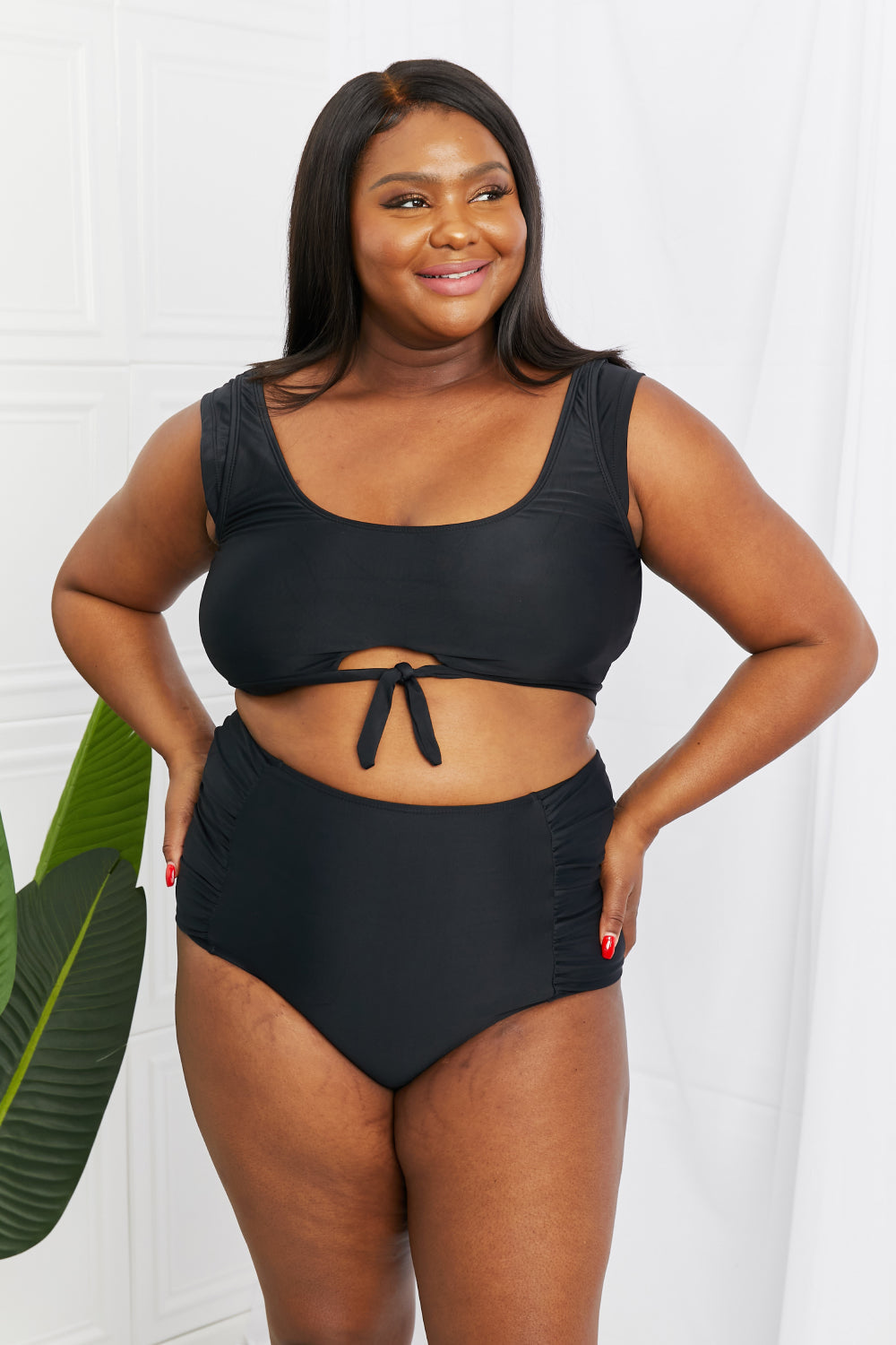 Stilla | West Swim Sanibel Crop Badetop Og Rynkede Bundsæt I Sort