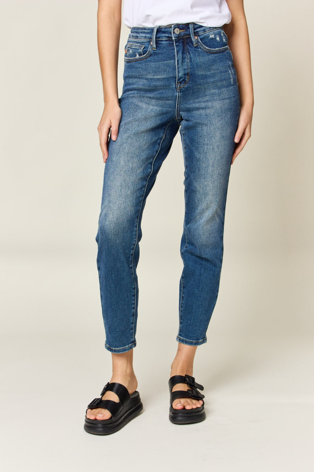 Stilla | Blå Fuldt Størrelse Mavekontrol Høj Talje Slank Jeans