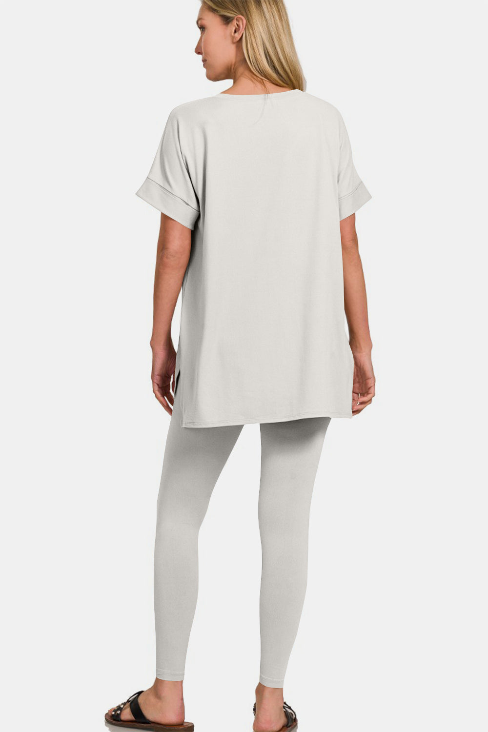 Stilla | V-hals Rullet Kortærmet T-shirt og Leggings Lounge Sæt