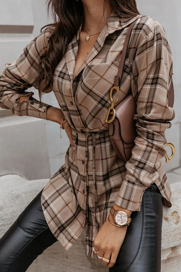Stilla | Grab My Hand Plaid Button up Bælte Skjorte