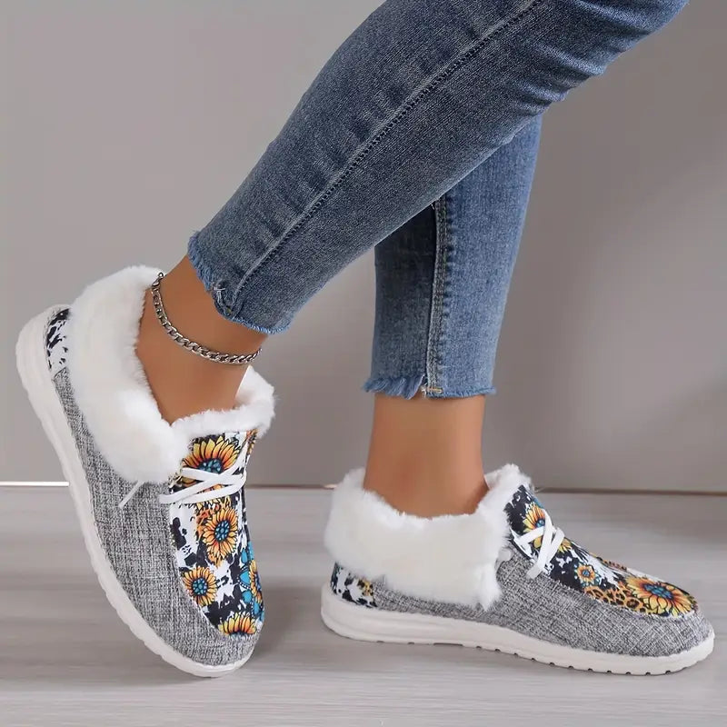 Stilla | Hygge Dame Sneaks Med Solblomst Print
