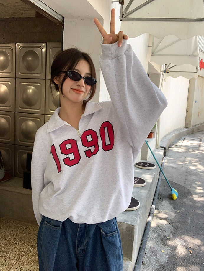 Stilla | Pullover med halvlynlås i retro stil fra 90'erne til kvinder