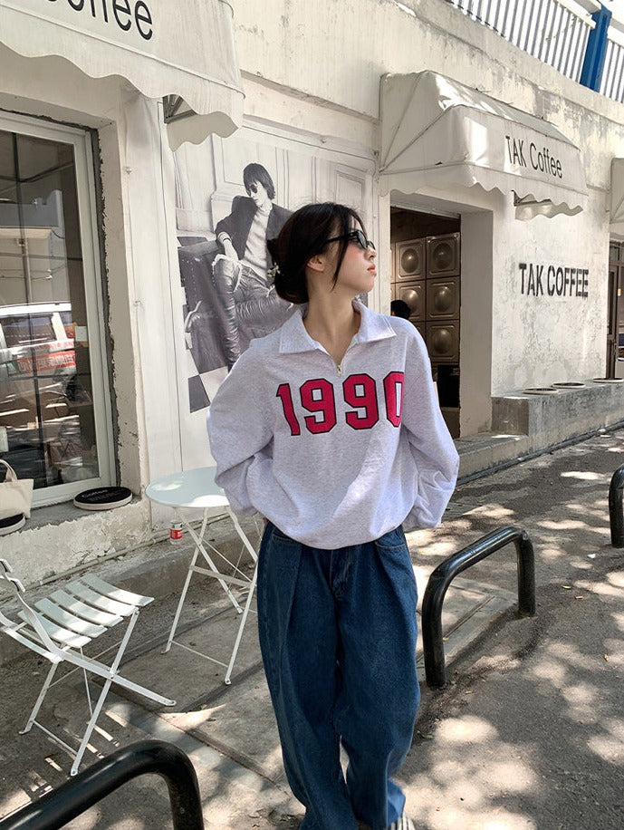 Stilla | Pullover med halvlynlås i retro stil fra 90'erne til kvinder