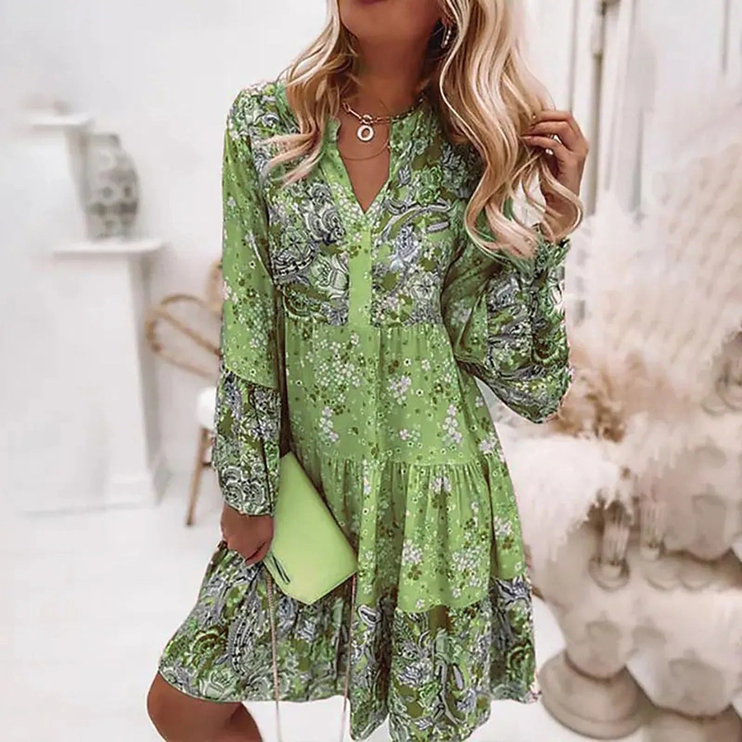 Stilla | Kjole Etnisk Stil med Print