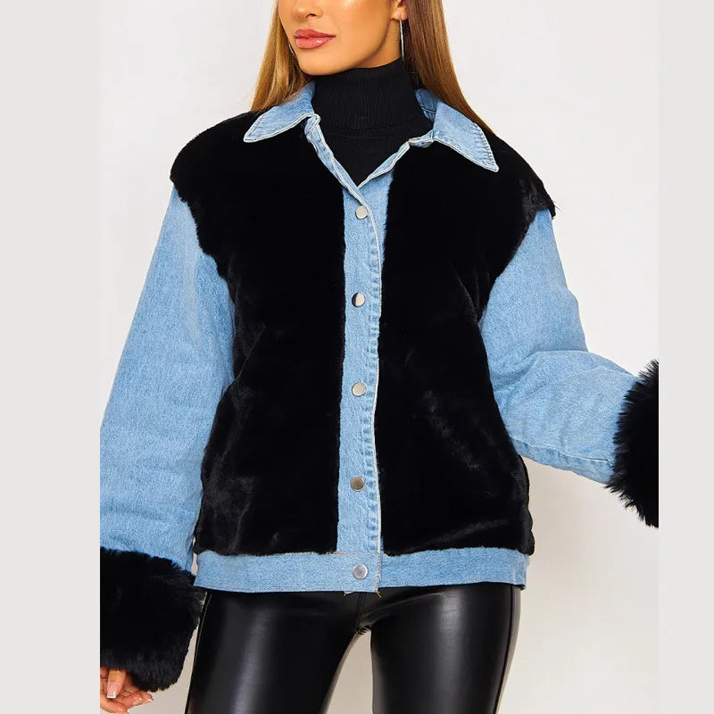 Stilla | Denimjakke Med Imiteret Pels Taryn