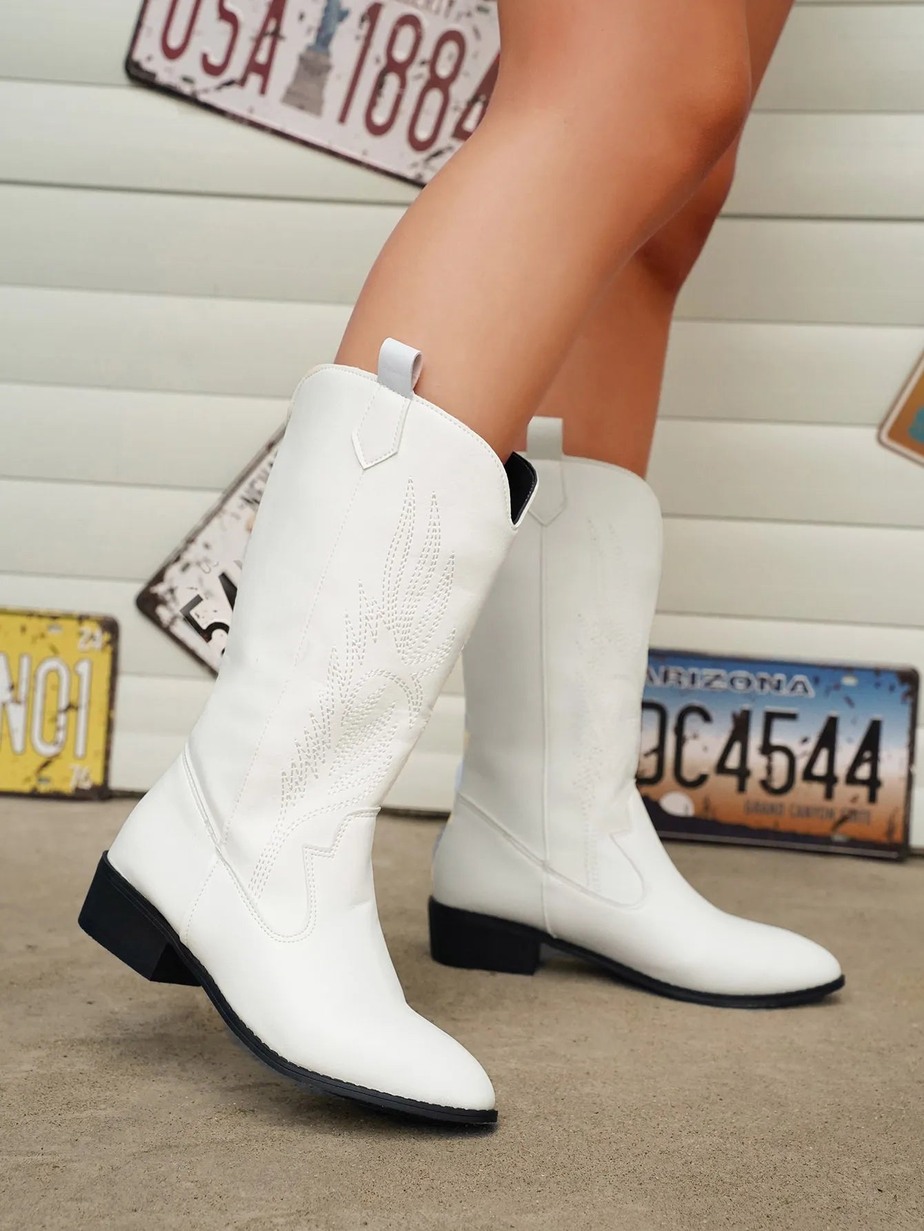 Stilla | Skinnende cowboystøvler i metallic-look
