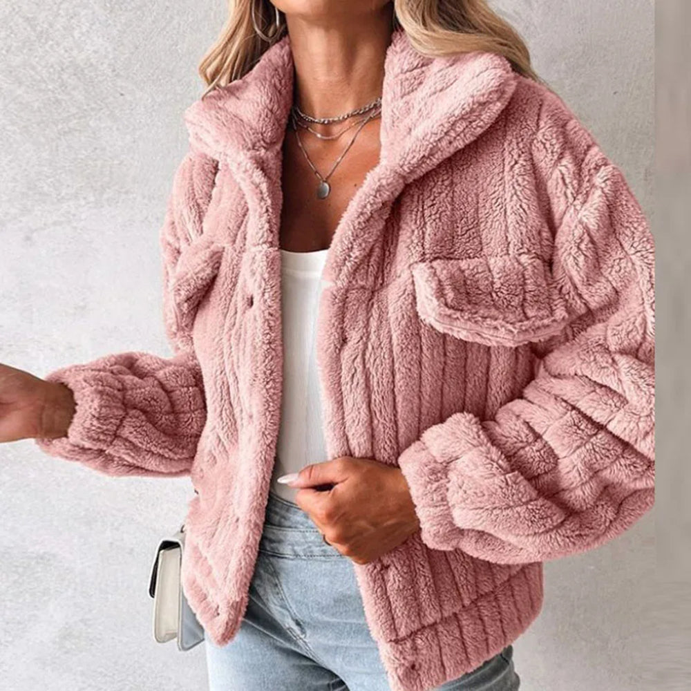 Stilla | Teddy-fleece-badekåbe med knaplukning og krave