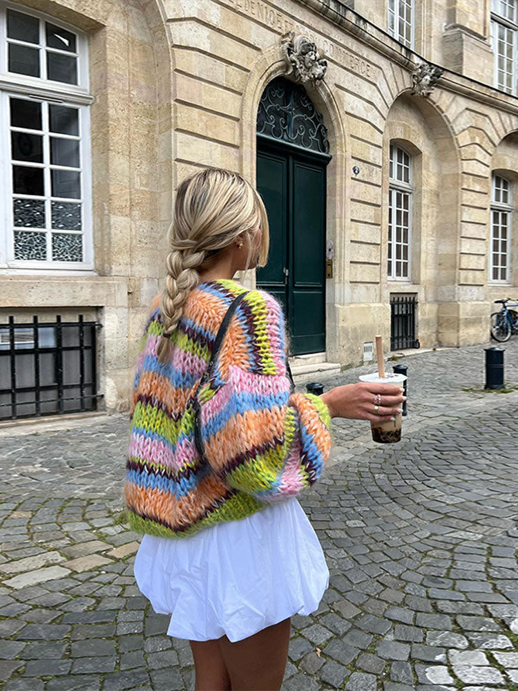 Stilla | Farverig patchworkcardigan