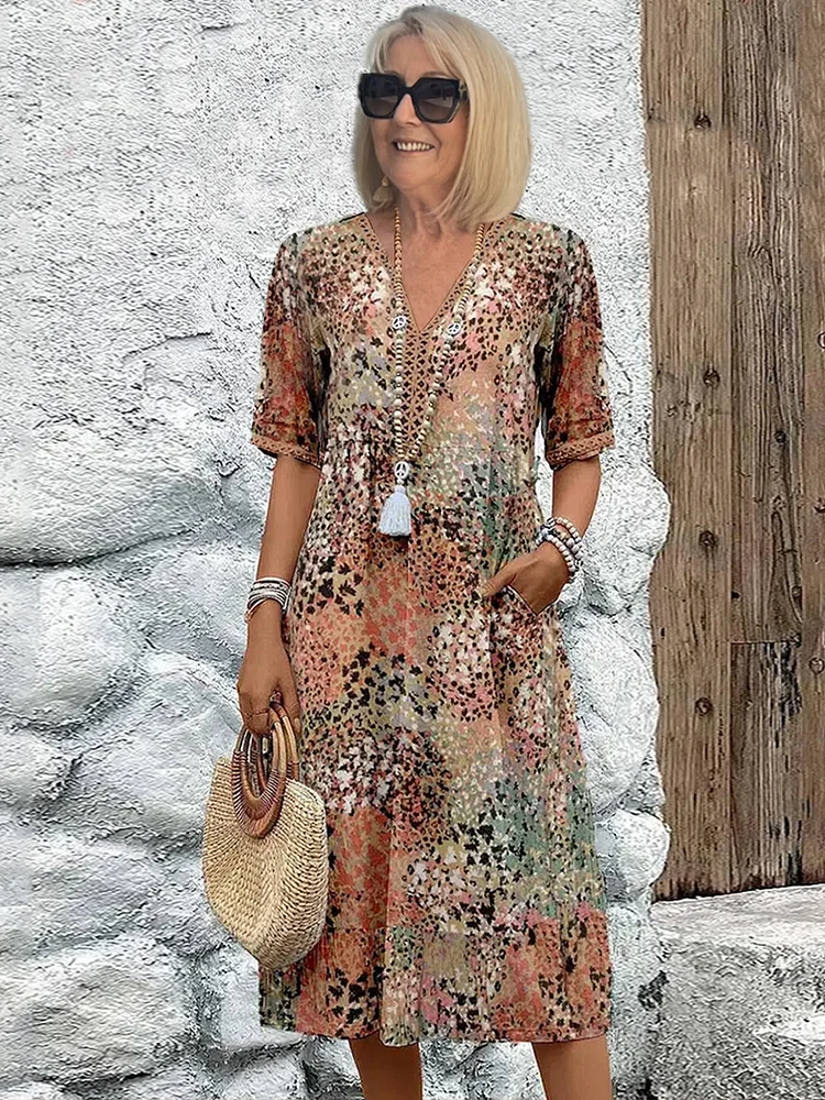 Stilla | Elegante Blumen Midi Kjole