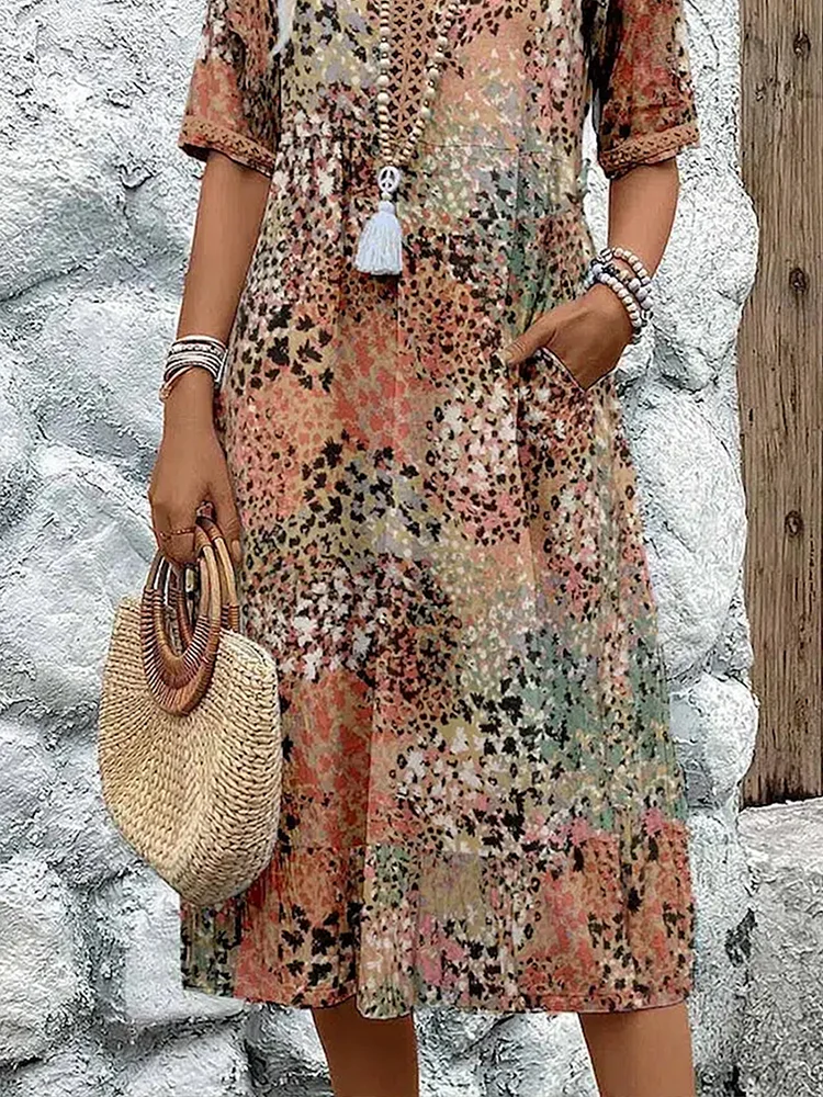 Stilla | Elegante Blumen Midi Kjole